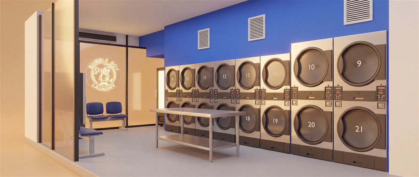 Close-up of a dryer door with the drum behind it